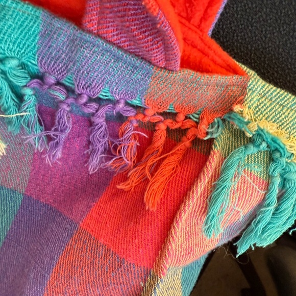 Mooncraft handmade NWT  button Red and Orange TasseledTote Bag lined flannel red - Picture 9 of 13